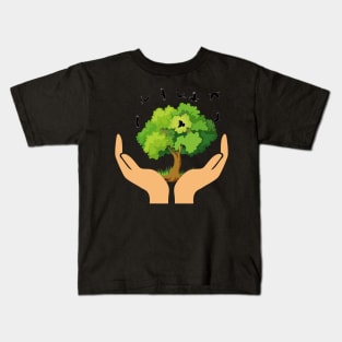 Flying Birds by the Tree Kids T-Shirt